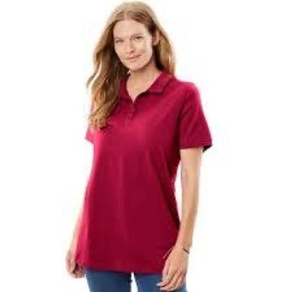 Woman Within Polo Shirt Short‎ Sleeve Classic Casual Red Size L 18/20 NWT